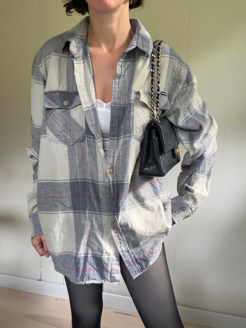 volcom classic fit light plaid shirt boyfriend slouchy